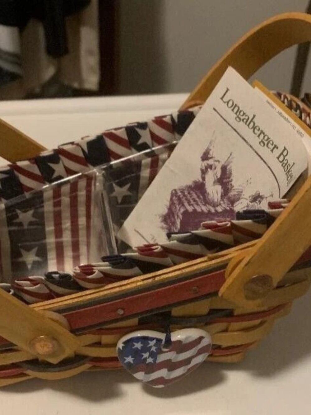 1996 Longaberger ALL AMERICAN SUMMERTIME BASKET PROTECTOR LINER TIE ON - LOT-DG